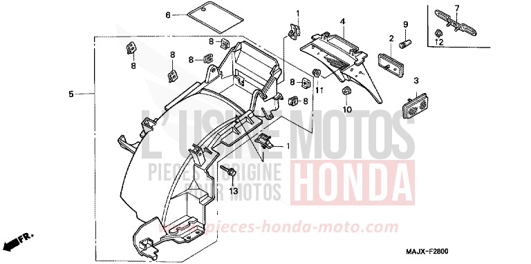REAR FENDER for Pan-European ABS CANDY GRACEFUL RED-U (R151) from 2000